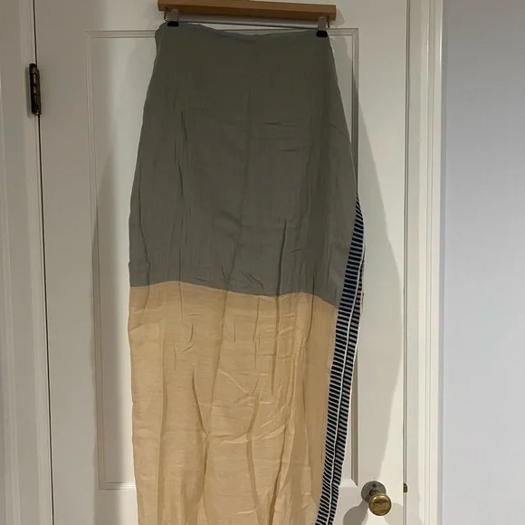 Striped Blue and Tan Scarf - Picture 2 of 3